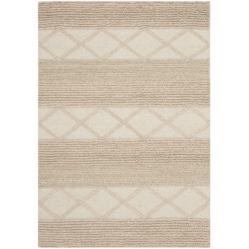 Beachcrest Home Williston Highlands Beige Tufted Wool Area Rug